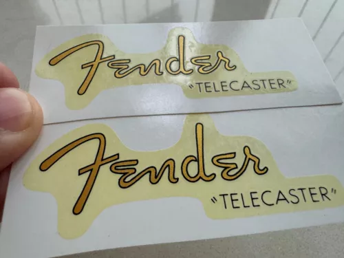 2Pcs FENDER Guitar TELECASTER Retro Waterslide Transfer Headstock Decals Golden