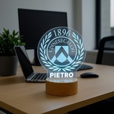Lampada Plexiglass Udinese Calcio e Nome Personalizzato Luce LED Camera 7 Colori