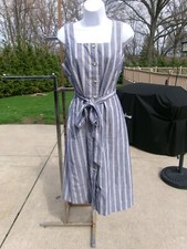 NWOT LOFT BLUE STRIPE BUTTON DOWN DRESS 12P