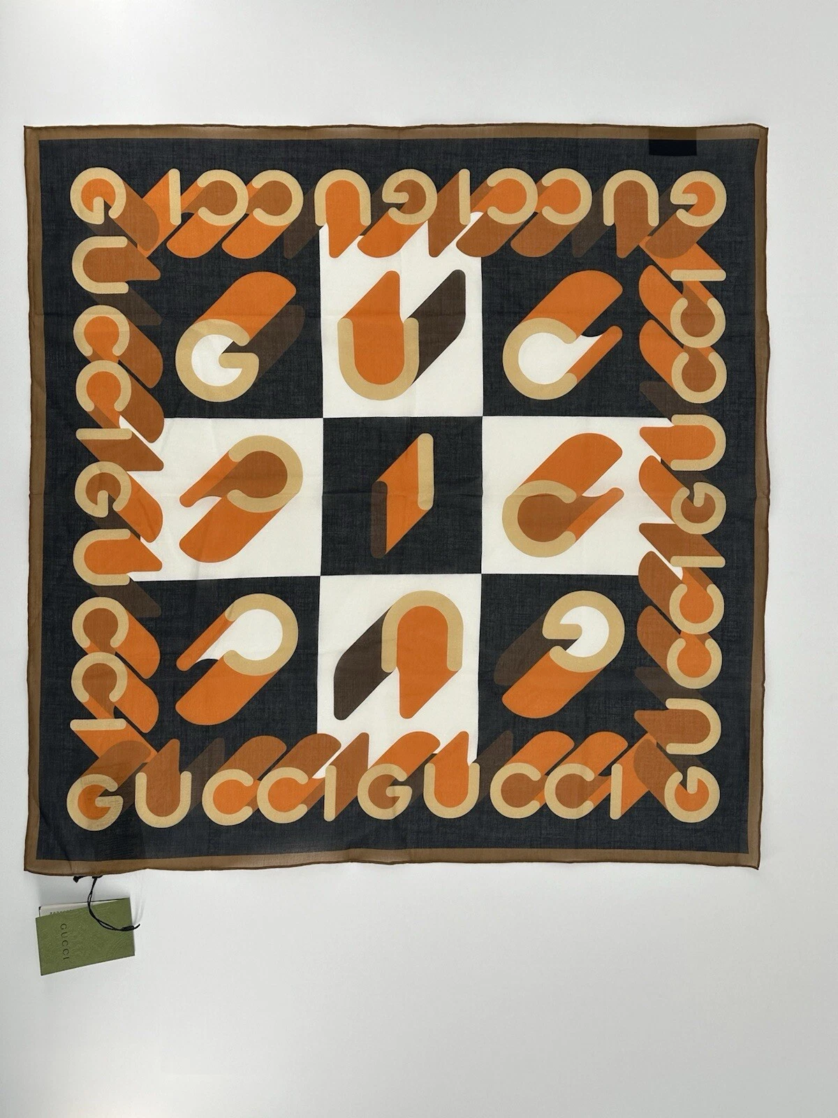 NEUF Luxe Original GUCCI Foulard coton 70x70cm  741510
