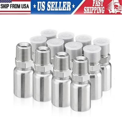 12 Pack 1/2'' NPTF Hydraulic Hose End Fittings, 1/2'' I.D. Hose x 1/2'' NPTF Male