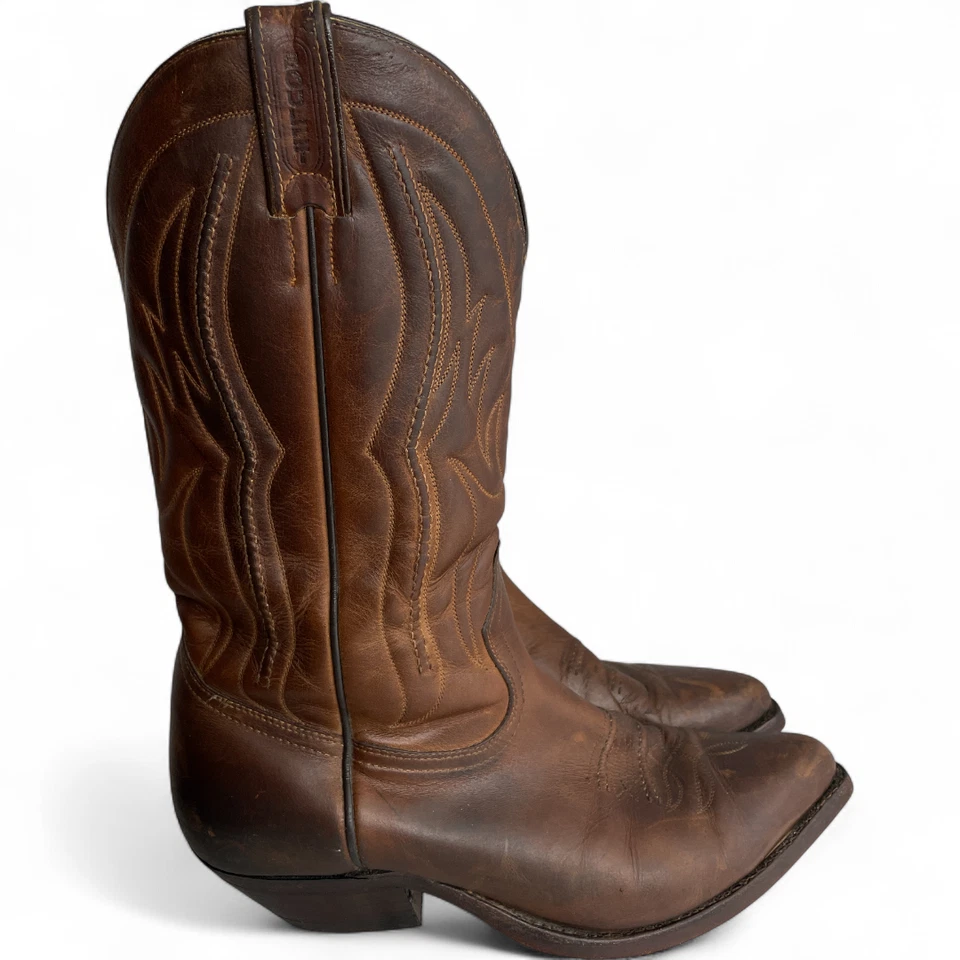 Boulet Brown Leather Western Cowboy Biker Boots Men's 9.5 NO TARIFF FEES - Image 3 of 4