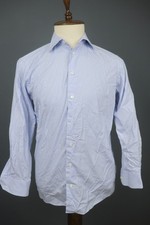 Eton Blue Gingham Check 100 Cotton Collar Button-Up Dress Shirt Size 40 / 15.75