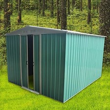 Metal Garden Shed 8x8’ Green Outdoor Tool Bike Storage Garage Waterproof