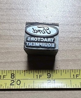 Vintage Letterpress Printing Block Ford Tractor Equipment Advertising Logo