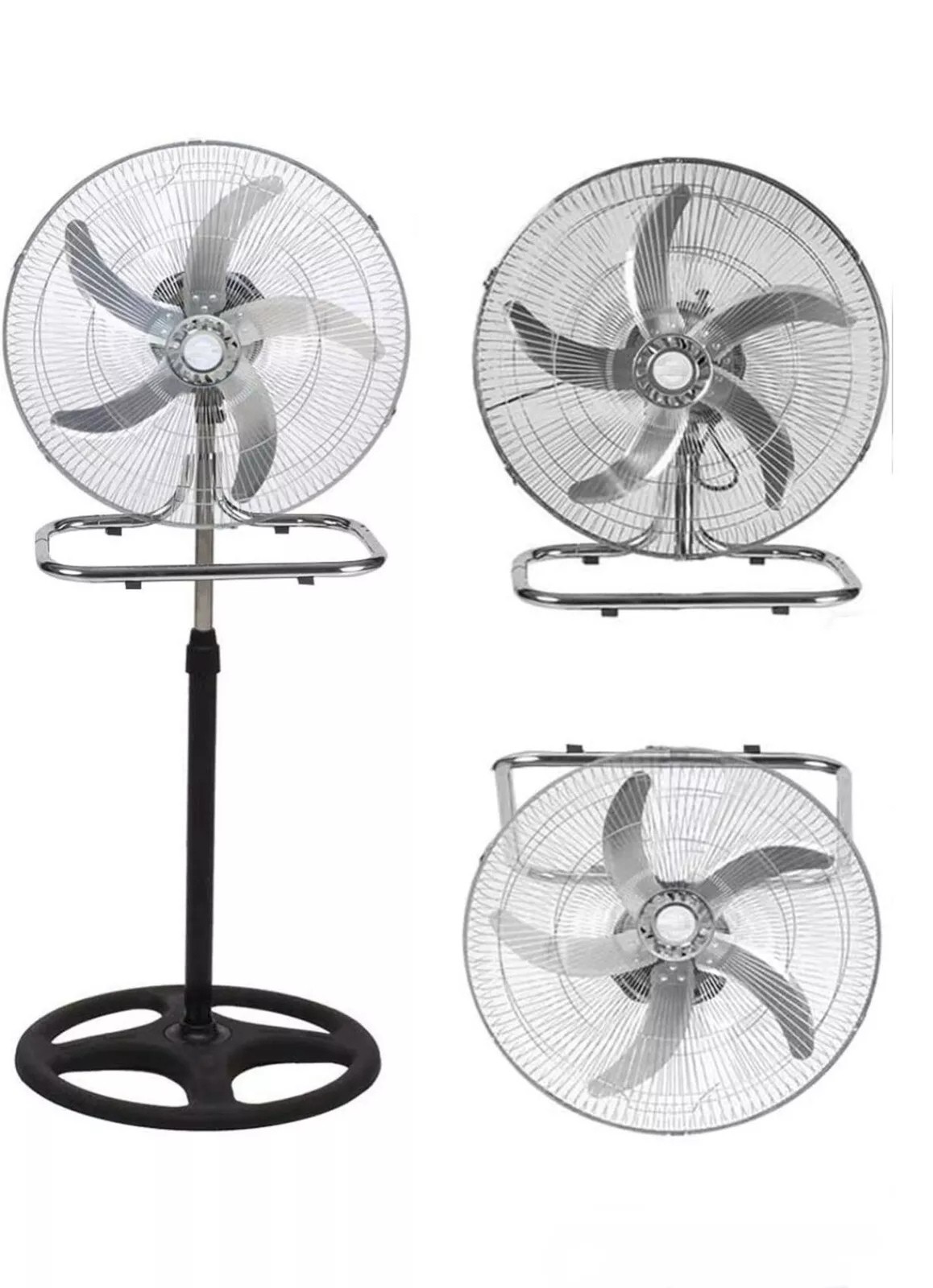 VENTILATORE A PIANTANA AD ALTA POTENZA IN ACCIAIO INOSSIDABILE 3 in 1 65W 50CM