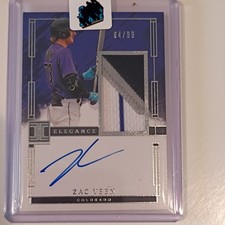 2024 Panini Impeccable Elegance Autograph Patch Zac Veen RC #EPJ-84/99 Rockies