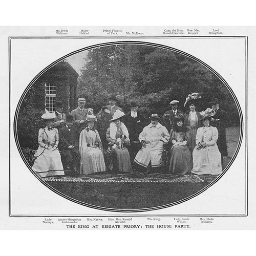 REIGATE Surrey Visit of the King to the Priory - Antique Print 1907