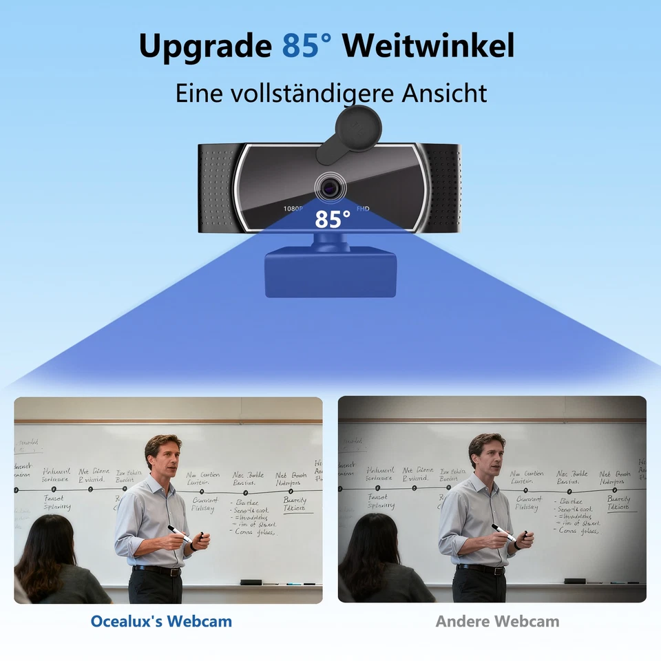 Webcam Webkamera Mit Mikrofon USB Full HD 1080 30fps Windows Mac Android PKamera - Bild 3 von 4