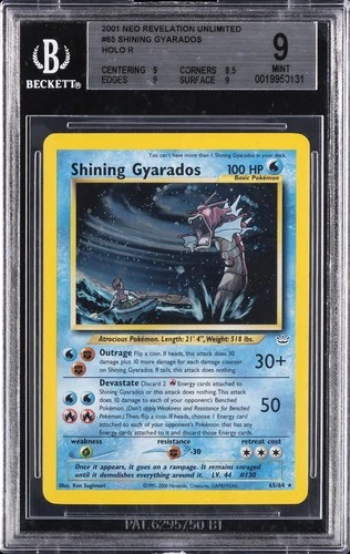 2001 NEO REVELATION UNLIMITED #65 SHINING GYARADOS HOLO R BGS 9