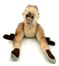 Steiff Gibbon Monkey 1960s Mohair and Dralon Plush 20cm 8in Glass Eyes no ID Vtg