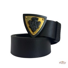 Authentic Gucci Black Leather Gold Hysteria Crest Buckle Belt Size 100/34