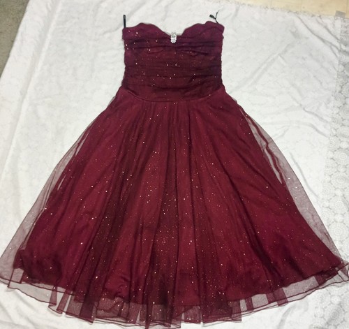 Y2k Sparkly Strapless Midi Dress Cranberry Womens M Whimsigoth Fairy Party NWT - Picture 1 of 15
