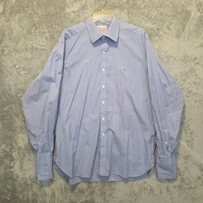 Turnbull & Asser Shirt Mens 17 Blue Red White Check Dress Button England