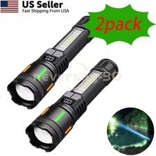 99000000 Lumens Super Bright LED USB Flashlight Rechargeable Work Light 2PC