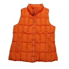 Vintage Gap Vest Size M Orange Down Puffer Quilted Full Zip Insulated Pockets