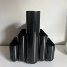 Vintage Tenex Black Plastic Desk Top Organizer USA Pen Pencil Holder 200 Class