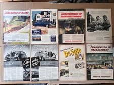 13 Print Ads CHRYSLER PLYMOUTH DODGE DeSoto Lot WWII Homefront 1937-1944