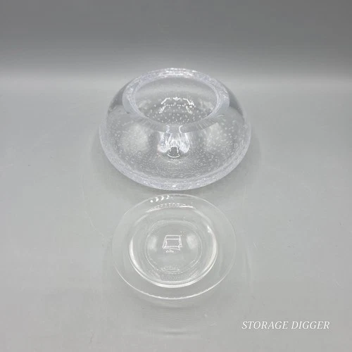 VTG Salviati Murano Glass Caviar Bowl Clear With Bullicante 6" Venezia Italy