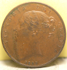 Great Britain 1839 Farthing, KM725, Very Fine+, Dark, NR, 11-2