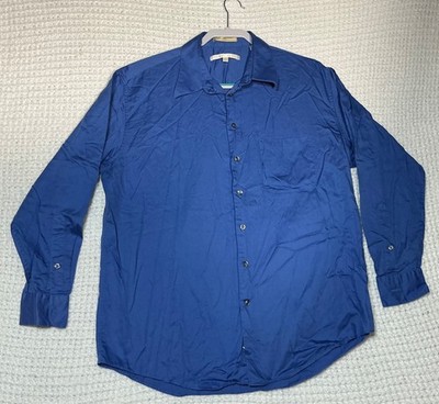 Perry Ellis Long Sleeve Shirt  16 33 Steel Blue Button up Preferred Collection