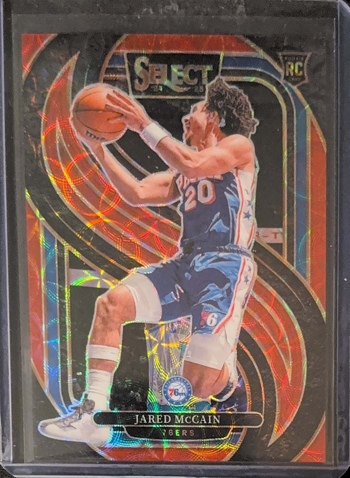 2024 Select Jared McCain #184 Premier Red Scope /249 (RC) Philadelphia 76ers