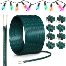 Vampire Plugs 18 Gauge Outdoor Low Voltage Wire - 6 Plugs, 100ft Green SPT-2 ...