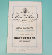 Vtg Guild Bonnet Box Console Radio Record Player Phonograph Instructions Book