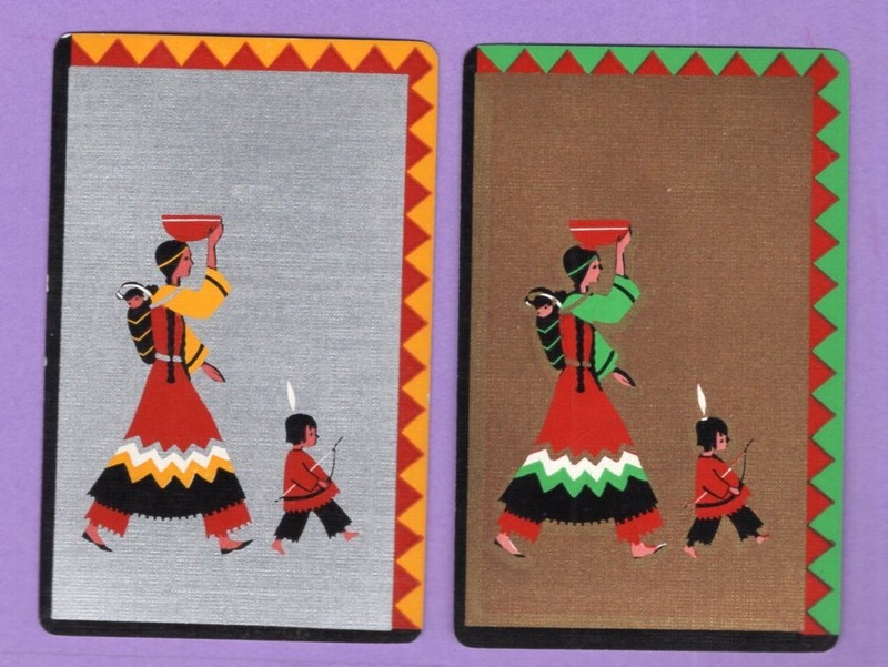 Single Swap Playing Cards AMERICAN INDIAN MOM CHILD SILVER GOLD METALLIC DECO PR