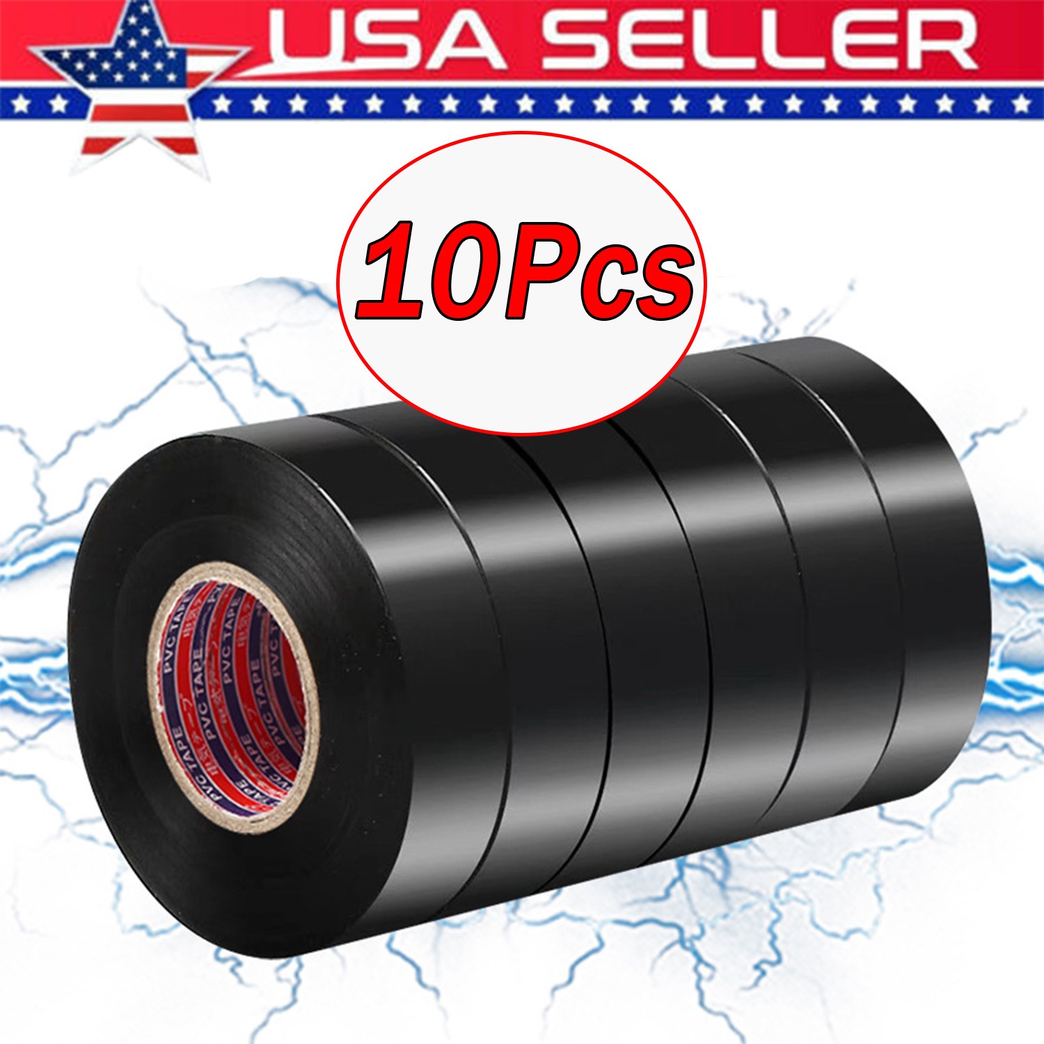 Electrical Tape Wiring Harness wire (10-Pack, Black, 3/4" W x 20ft L) auto truck