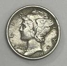 1917-S San Francisco Mint Silver Mercury Dime Very Fine Condition Better Date