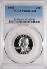 1964 Washington Quarter Proof PCGS PR68CAM PF 68 CAMEO Frosty Silver Coin 25C
