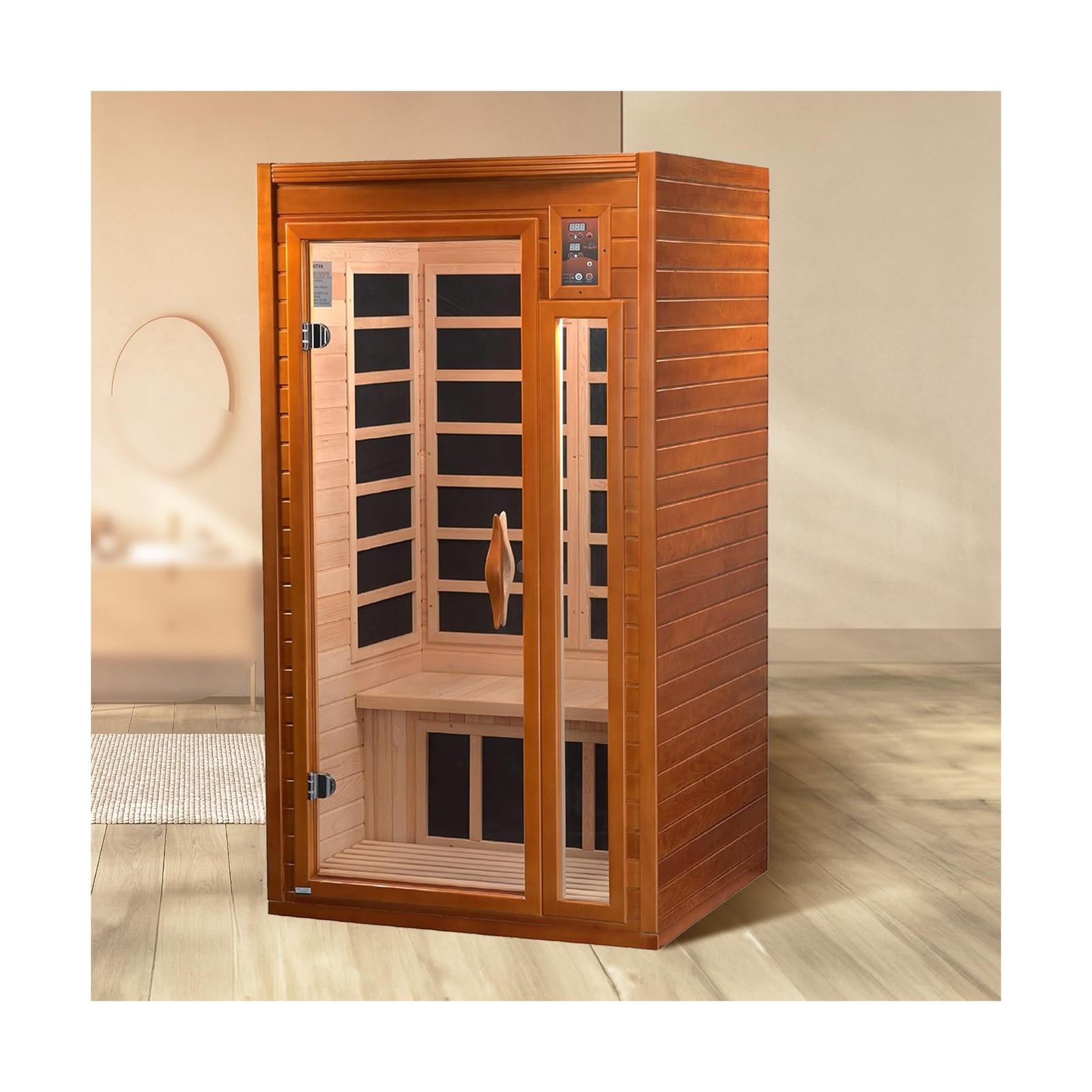 DYNAMIC SAUNAS Barcelona 1- to 2-Person Low EMF FAR Infrared Sauna with Red L...