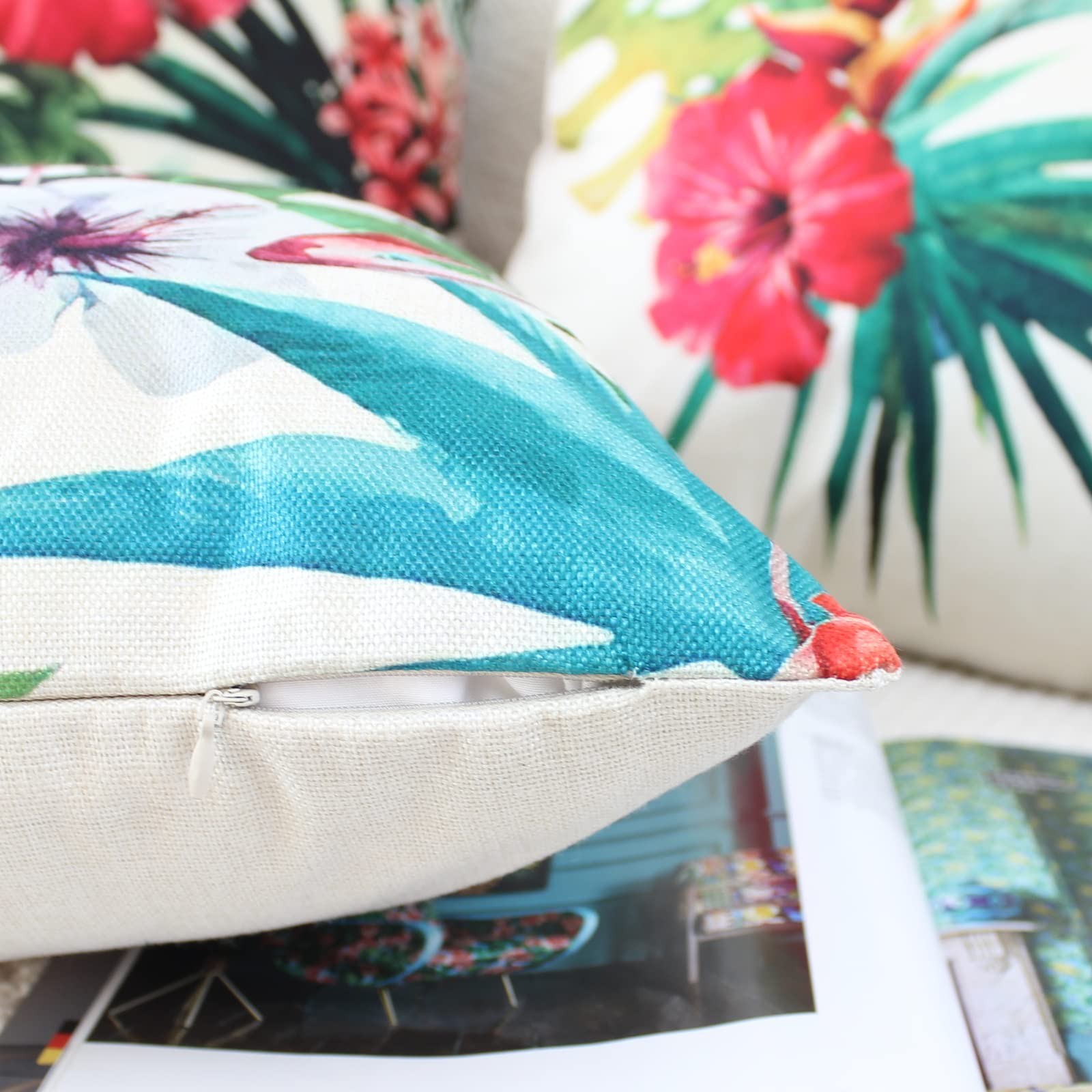 Housse de coussin 50x50 vert lin : taie d'oreiller pour coussin de canapé - 3