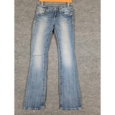 Miss Me Jeans Women Bootcut Mid Rise Distressed Blue Denim Size 26