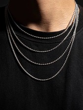 Men Stainless Steel Silver Color Twist Chain Necklace Hip Hop Basic Chain Neckla