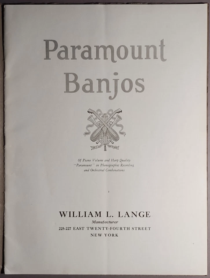 Catálogo Paramount Banjos ca.1925 William L Lange 40 páginas original B3-69 Foto 3 de 4