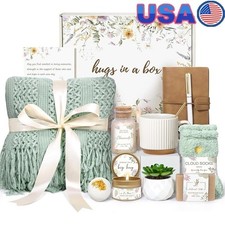 Luxury Self-Care Gift Set Women Spa Essentials Cozy Blanket Candle Socks New