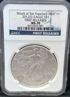 2012(S) SAN FRANCISCO Silver Eagle Dollar NGC MS70 FIRST RELEASES