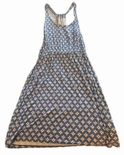 Maxi Dress Old Navy Blue White Geometric Print Racerback Size L #140