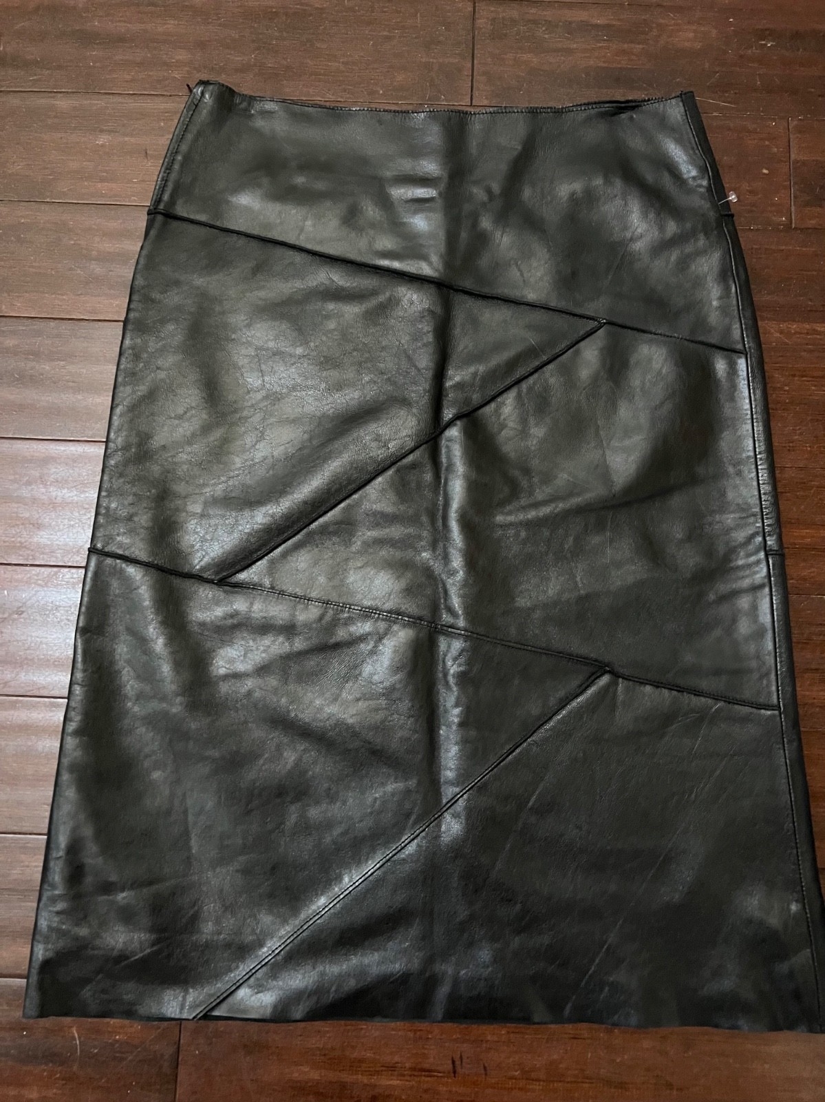 Patchwork Soft Leather Lamb MIDI maxi Long Black … - image 2