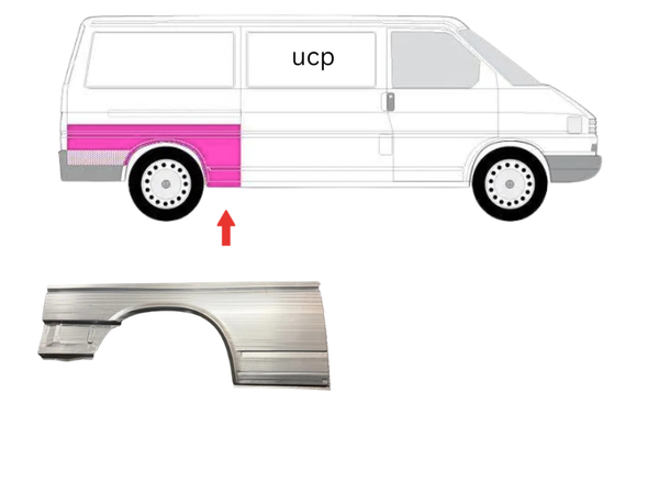 Reparaturblech Seitenwand Radlauf Hinten Rechts VW T4 Lang PO9179-image