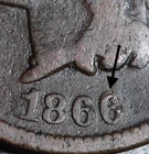 1866/6 INDIAN HEAD CENT - With BOLD REPUNCHED DATE!
