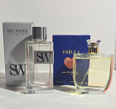 His And Hers-Sex Water Cologne & Philea Perfume Together. 3.4oz Bottles