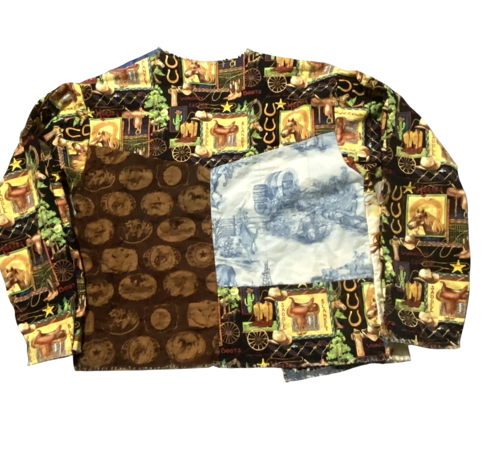 Upcycled Patchwork Western Cowboy Theme Jacket Ha… - image 14