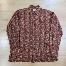 Vintage Arrow Shirt Mens Medium Red Paisley Loop Collar Long Sleeve USA Made 60s