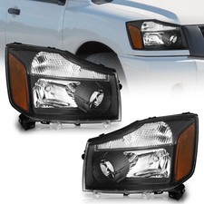 Pair Headlights Assembly For 2004-2015 Nissan TITAN /05-07 Armada Black Lamps