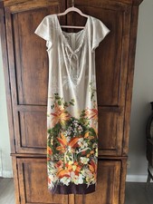 Vintage Nani Of Hawaii Floral Kaftan Dress Size Large