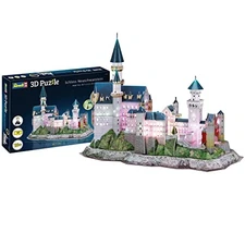 Revell Neuschwanstein Castle 3D Puzzle with LED Lights, 128 Pcs, Ages 10+