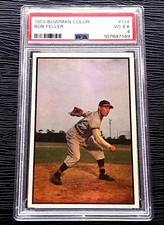 1953 BOWMAN COLOR BOB FELLER CARD #114 **CENTERED** **NO CREASES** PSA 4 VG/EX 